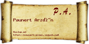 Paunert Arzén névjegykártya